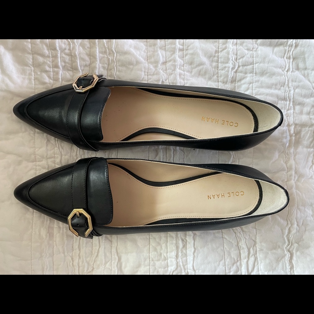 Black, 10B, Cole Haan flats.